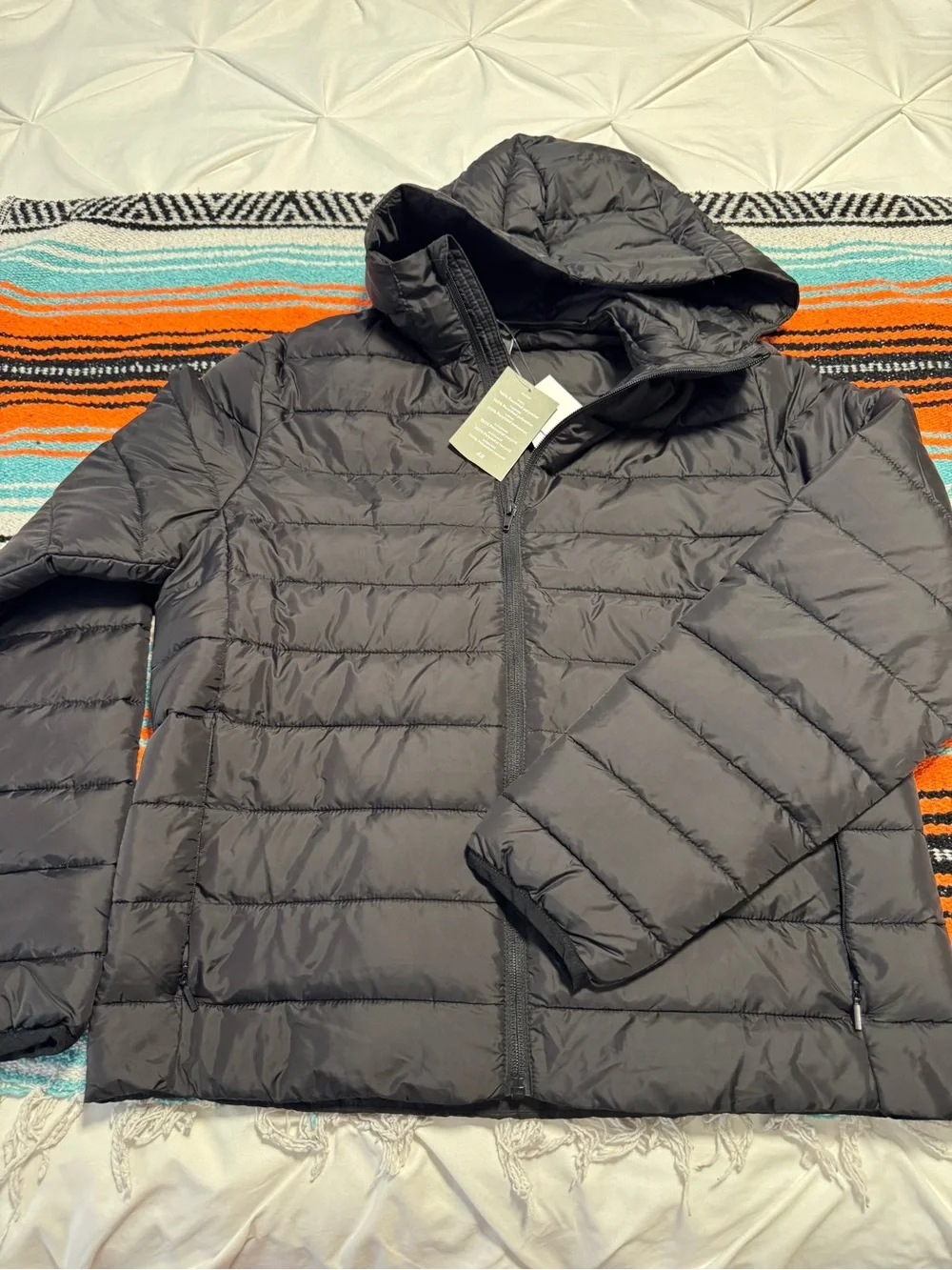 H&M Black Hooded Puffer Jacket - Men's